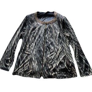 VintageBlack MSK Women’s Sz 2XL Bell Sleeve Top With Sheer Gold Light Chain